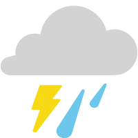Icona meteo per Possibili temporali da forti a violenti. Massime da 22 a 24° C e minime da 16 a 18° C.