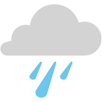 Icona meteo per Pioggia. Massime da 10 a 12° C e minime da 7 a 9° C.